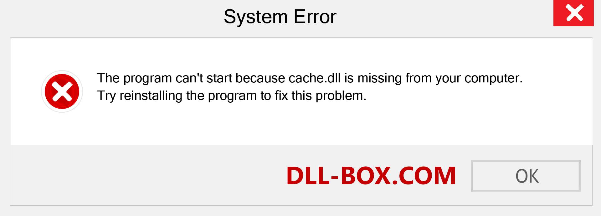  cache.dll file is missing?. Download for Windows 7, 8, 10 - Fix  cache dll Missing Error on Windows, photos, images